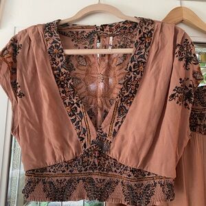 Free People Wide Leg Pants Flirty Top Set